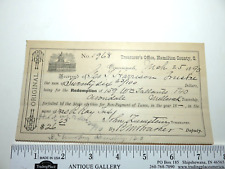 1890 Hamilton Co. Ohio Treasure's Office Receipt picture