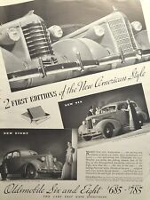 Oldsmobile Six and Eight Touring Sedan Art Deco Vintage Print Ad 1936 picture