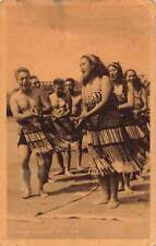 Vintage 1910s Postcard Maori Dancers New Zealand NZ Native Women Men Photo Litho picture