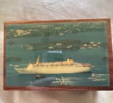 LOVE STORY MUSIC BOX MV Atlantic Wood Cruise Ship Souvenier CUSTOMIZE W/OWN PIC picture