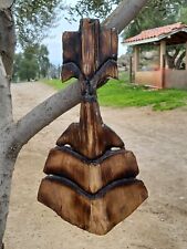 wood carved tiki mask outdoor decor wall mount picture