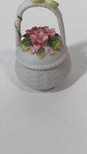 Vintage Trinket box basket with handle and flowers picture