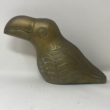 Vintage Brass LARGE Toucan Bird Tropical Heavy Figure Statue Gold Tone HTF picture
