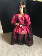 Vintage Munecos Carselle  Mexican doll, hand painted face, pink dress,with tag  picture