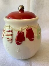 Hallmark Vintage Ceramic Mitten Decorated Cookie Jar Christmas Decor Holiday picture