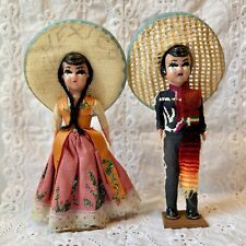 Kitsch Dolls Mexican Souvenir  1950s 60s Mexico Plastic Handmade Folk Art picture