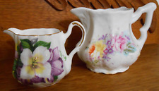 Vintage Royal Spencer England Pair of Gold Trimmed Creamers with Purple Flowers picture
