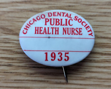 1935 Chicago Dental Society Public Health Nurse Vintage Oval Pin  picture