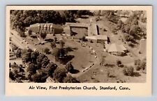 Stamford CT-Connecticut, Aerial First Presbyterian Church, Vintage Postcard picture