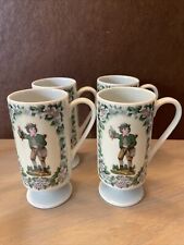 Set Of 4 White Coffee Mugs English Countryside “to Little Birdie?” Erin Bravo picture