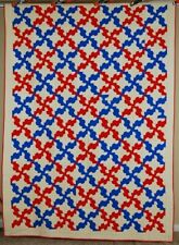 OUTSTANDING Vintage Red, White & Blue Drunkard's Path Antique Quilt ~PATRIOTIC picture