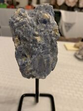 Rare Natural  Blue Kyanite with Quartz Crystal Specimen Rough on Stand 15.6oz picture