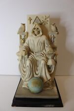 white grim reaper sitting on throne Statue without scythe Used fair condition picture
