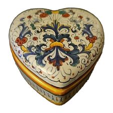 Sambuco Mario  Deruta Ricco-Italian Pottery-Heart  Shape Trinket  Box-Italy  picture