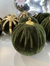 24 Velvet Green Gold Christmas Balls  Ornaments 3” Tree Decor picture