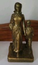 Vintage Pioneer Woman Bronze Miniature Statue Figure Ponca City Oklahoma picture