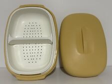 Vintage Tupperware Microwave Vegetable Steamer Harvest Gold Four Pieces picture