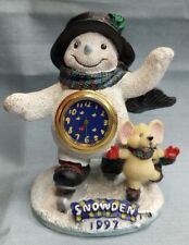  1997  Snowden Clock Mantel Skate Snowman Mouse EUC picture