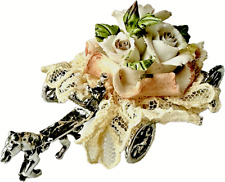 Horse-Drawn Carriage W / Capodimonte Porcelain Flowers Fr ITALY by VIA VENETO picture