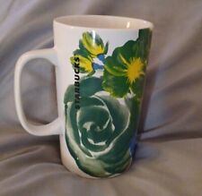 STARBUCKS Dot Collection Tall Floral Green Blue Coffee Tea Mug Cup 16 oz 2014 picture