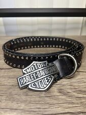 Harley Davidson Sz 40 Studded Leather Belt w Chrome Bar Shield Buckle picture