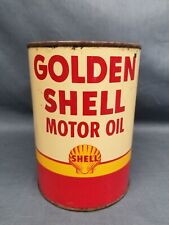 Vintage Golden Shell Motor Oil Quart Can Metal SAE 20 Full Unopened MUST SEE picture