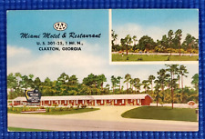 Vintage c1940s Miami Motel and Restaurant Claxton Georgia Linen Postcard picture