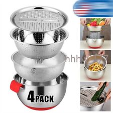 4Pcs Kitchen Stainless Steel Multi-function Grater Slicer Washing Drain Basin picture