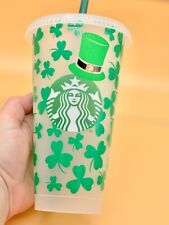Starbucks Reusable Custom Vinyl Irish Clover Shamrock St. Patricks Day Cold Cup picture