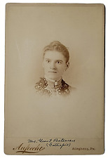 Original Old Vintage Studio Photo Cabinet Card Beautiful Lady Allegheny PA USA picture