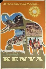 c.1959 Make a date with the Sun in Wonderful Kenya Africa Travel Poster Original picture