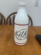 Vintage 10” Egizia White Glass Fresh Milk Bottle picture