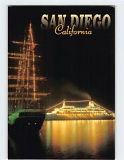 Postcard Star of India and cruise ship at night San Diego California USA picture