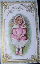 1909 TRUE LOVE Little GIRL Valentine Postcard, Embossed picture