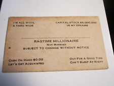 VINTAGE RAGTIME MILLIONARE BUSINESS CARD NOVELTY CARD VERY OLD - BBA-45 picture