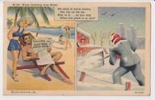 Greetings From Miami We Swim In Warm Waters Vintage Miami Florida Postcard Linen picture