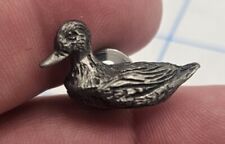 VTG Lapel Pinback Hat Pin Pewter Duck Small Pin picture