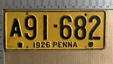1926 Pennsylvania license plate A91-682 YOM DMV great ORIGINAL paint 15045 picture
