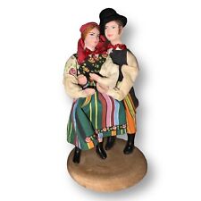 Vintage Polish Folk Art Wedding/Dancing Couple Figure 5.25” Handmade Cloth Wood picture