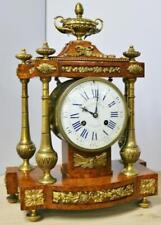 Rare Antique 19thC French Burr Amboyna & Bronze Ornate Striking Mantel Clock picture