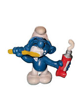 Vintage Smurf Brushing Te Funeth PVC Figure Peyo Schleich Smurfs Figurine picture