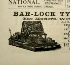 1893 BAR-LOCK Antique Typewriter Columbia Typewriter Mfg Co NYC Vtg Print Ad picture