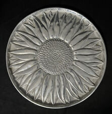 Vintage Mexican Pewter Sunflower Round Platter Tray 11.5” picture