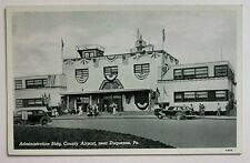ca 1944 PA Postcard Duquesne Pennsylvania Airport Admin Building autos vintage picture