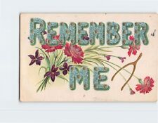 Postcard Remember Me with Flowers Wishbone Embossed Art Print picture