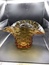 Vintage Amber Glass diamond Pattern Top Hat  Bowl/ Vase picture