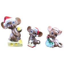 Vintage Lot of 3 Josef Originals Japan Christmas Mice Mouse Figurines MCM picture