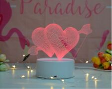 CUPID'S HEART 3D Night Light Optical Illusion Lamp USB/Battery Powered  picture