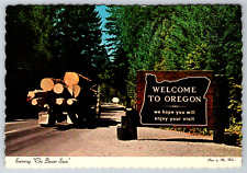 c1980s Oregon Beaver State Sign Welcome Highway Continental Postcard picture