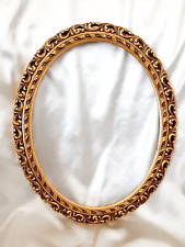 VINTAGE ORNATE GOLD TONE WOOD OVAL PICTURE FRAME ~ 13.5 X 16.5 picture